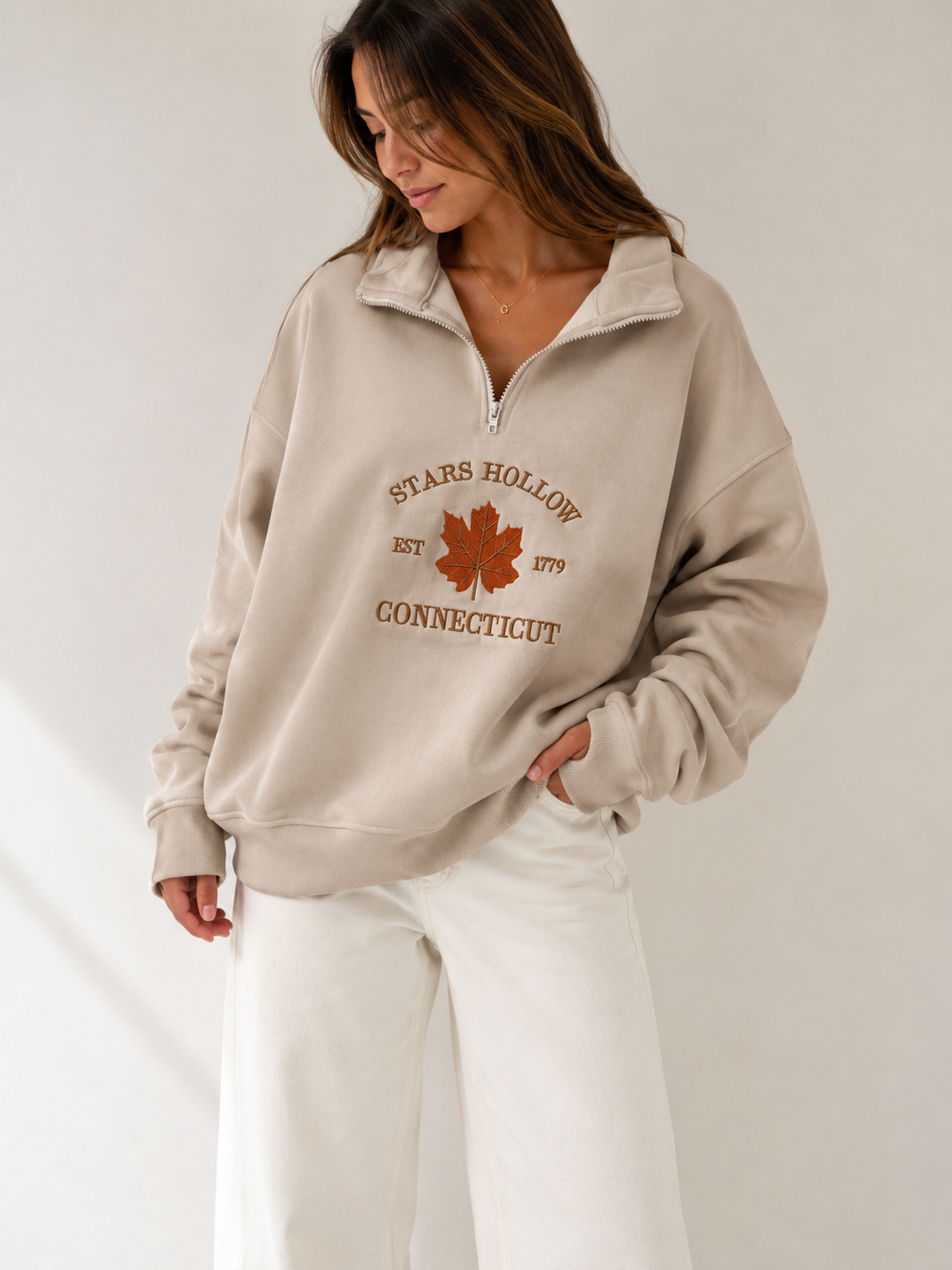 Sudadera beige hoja