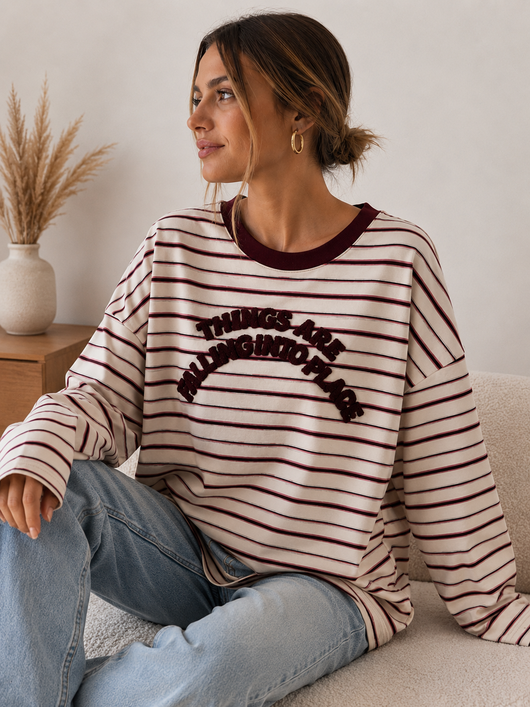 Camiseta rayas burdeos