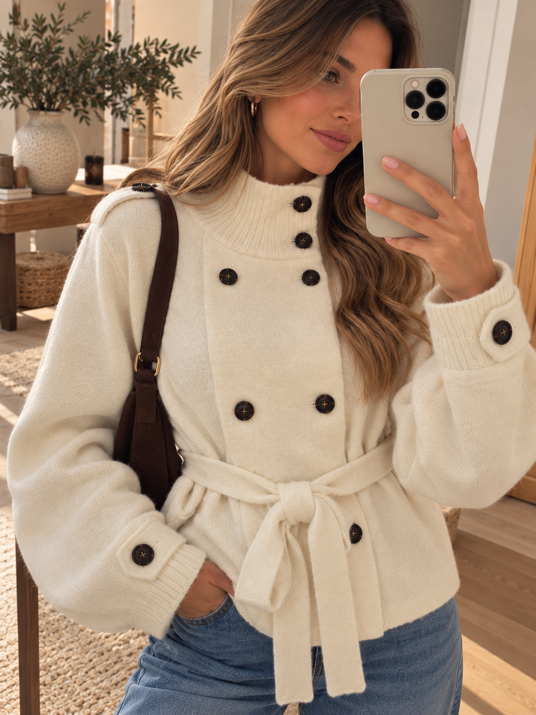 Chaqueta de punto cruda