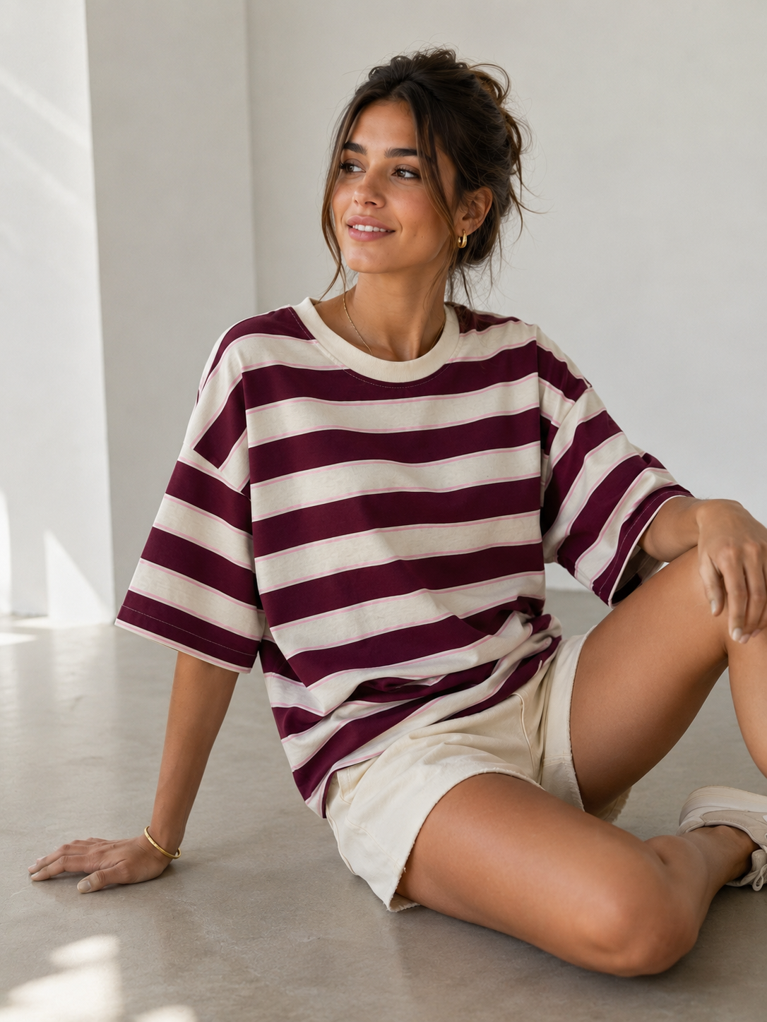 Camiseta rayas burdeos