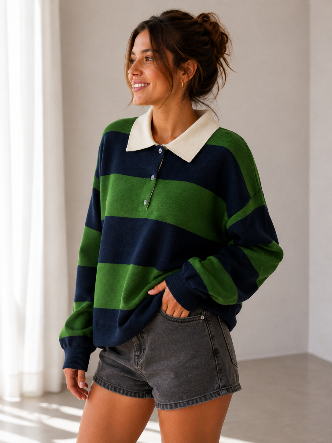 Jersey raya marino y verde