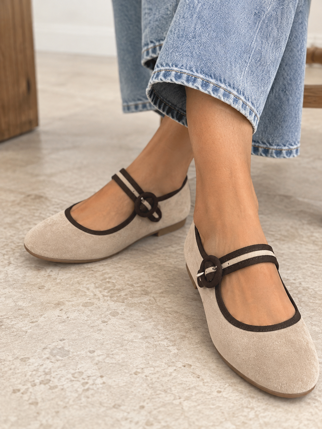 Bailarina beige y choco