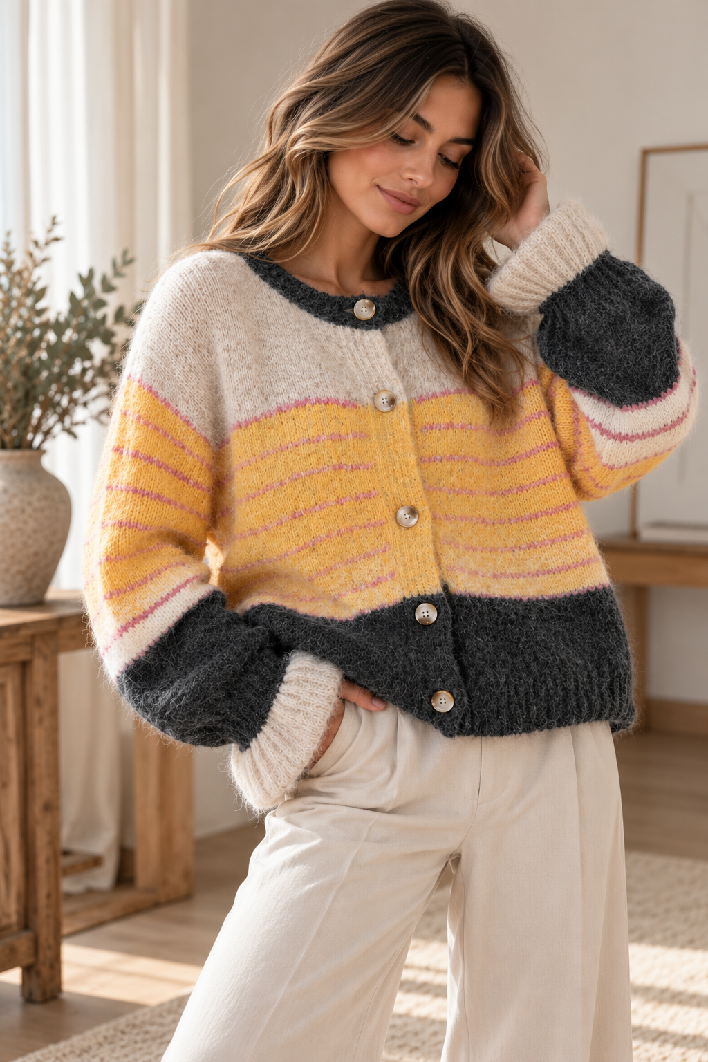 Jersey rayas gris y amarillo