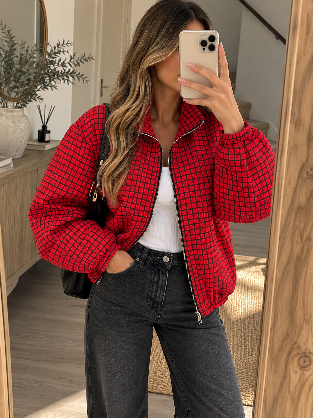 Chaqueta cuadro roja