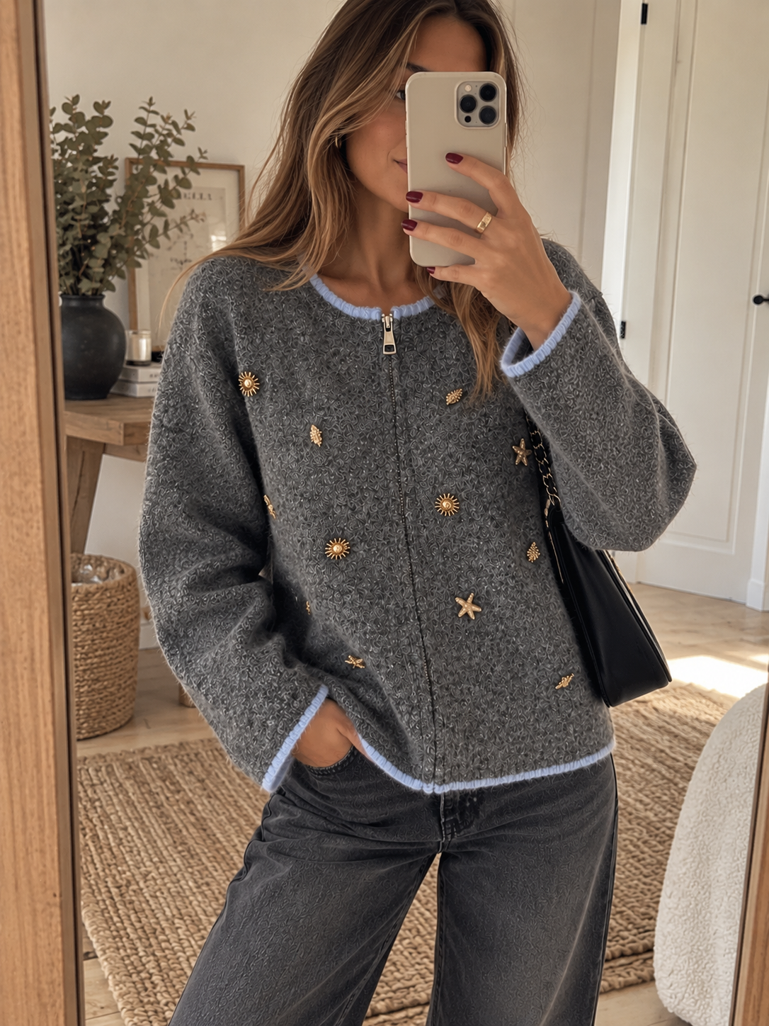 Jersey con cremallera y detalles de mar