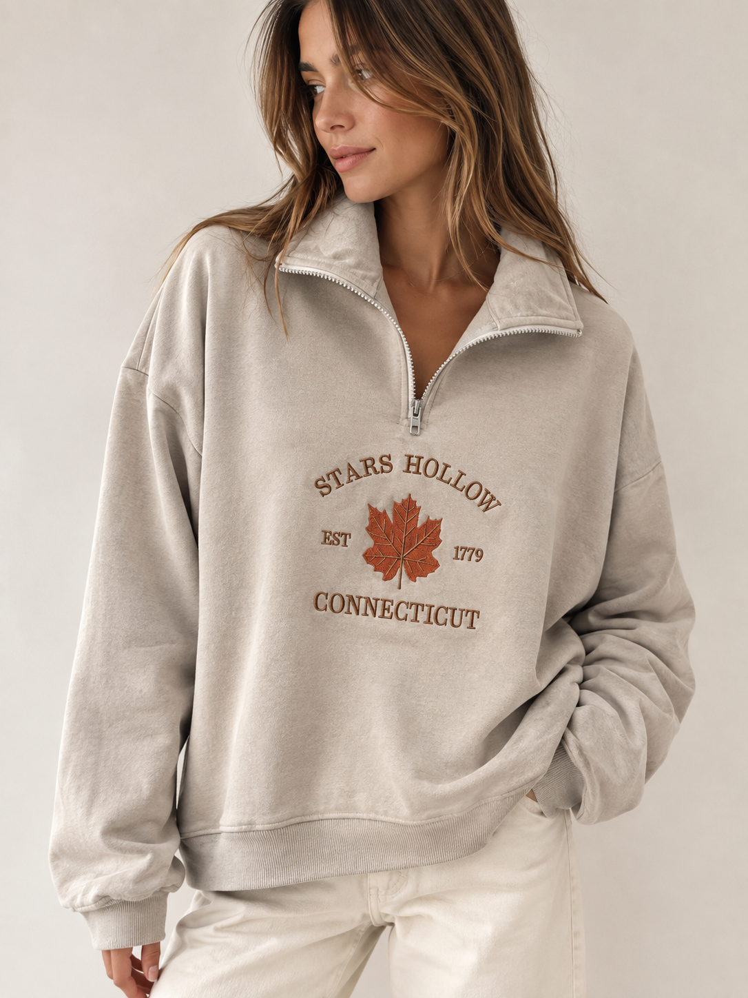 Sudadera beige hoja