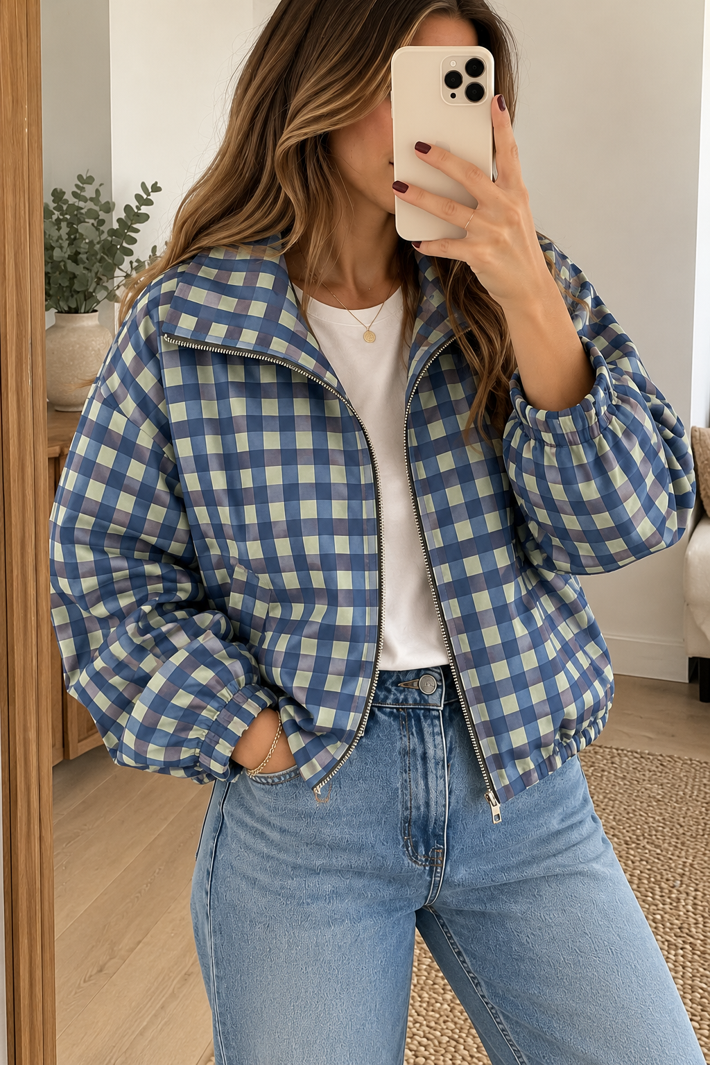 Chaqueta cuadro azul