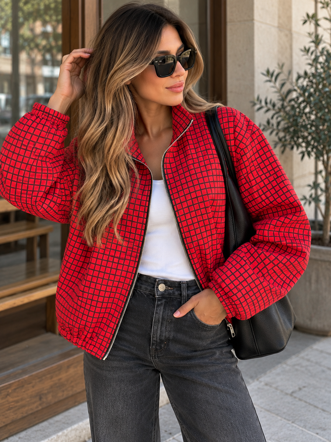 Chaqueta cuadro roja