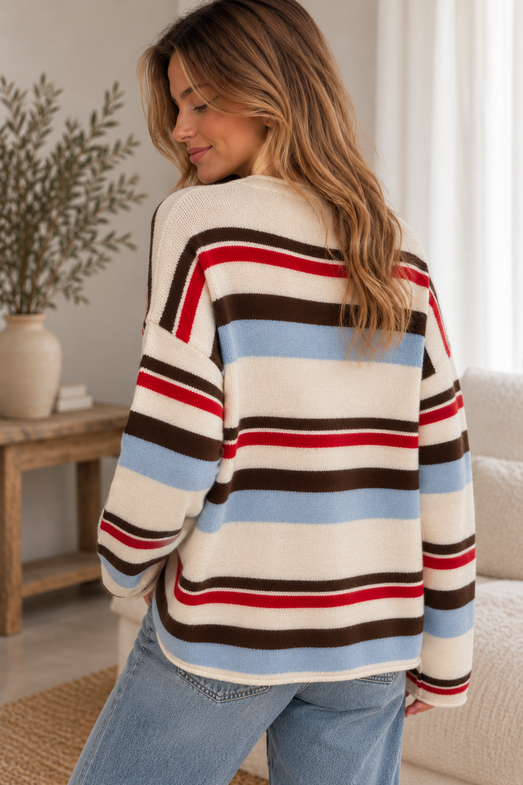 Jersey raya choco, rojo y celeste