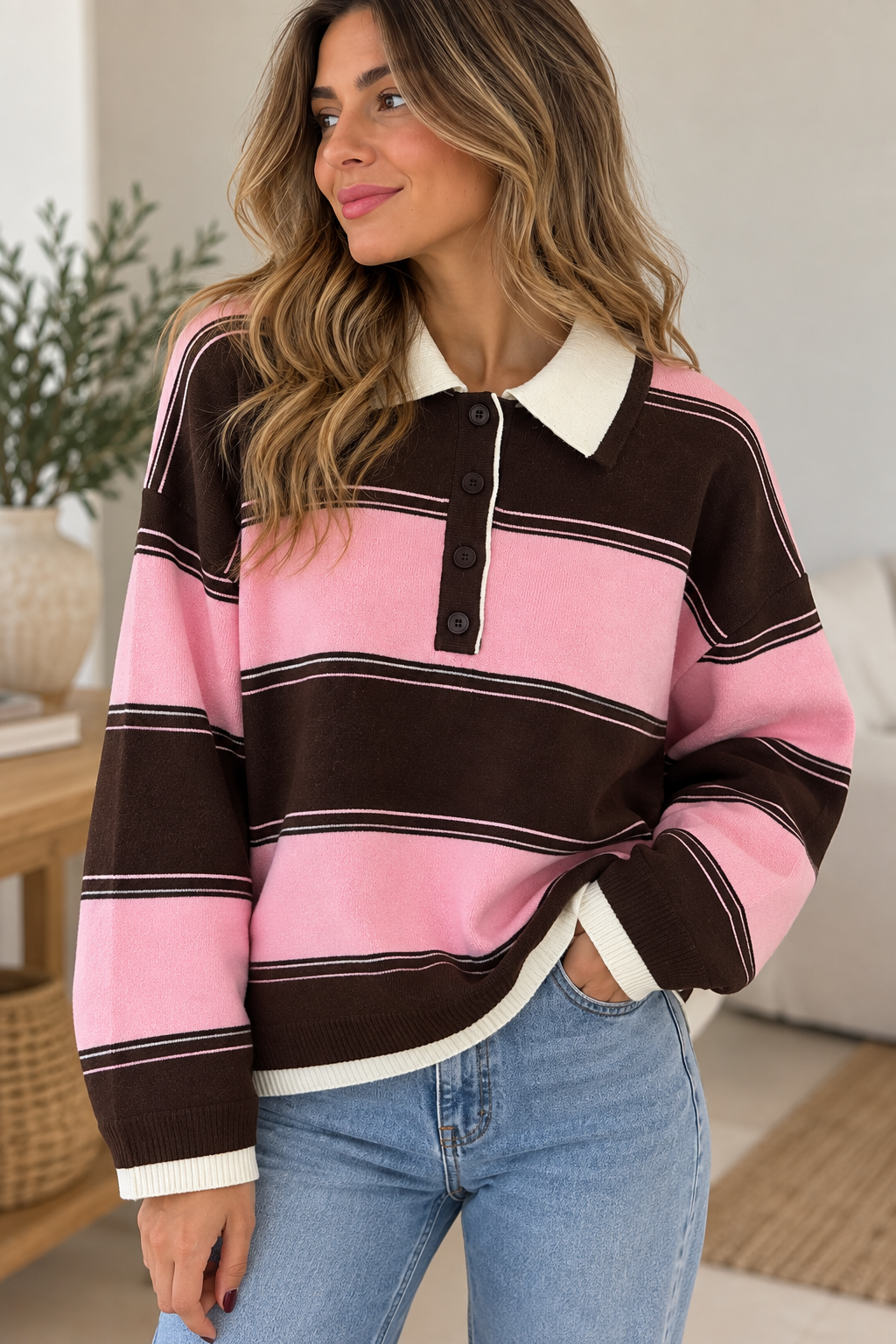 Jersey rosa y choco