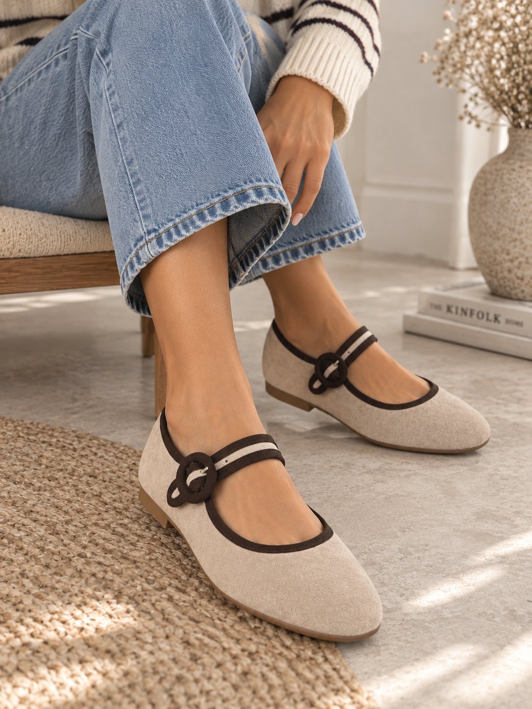 Bailarina beige y choco