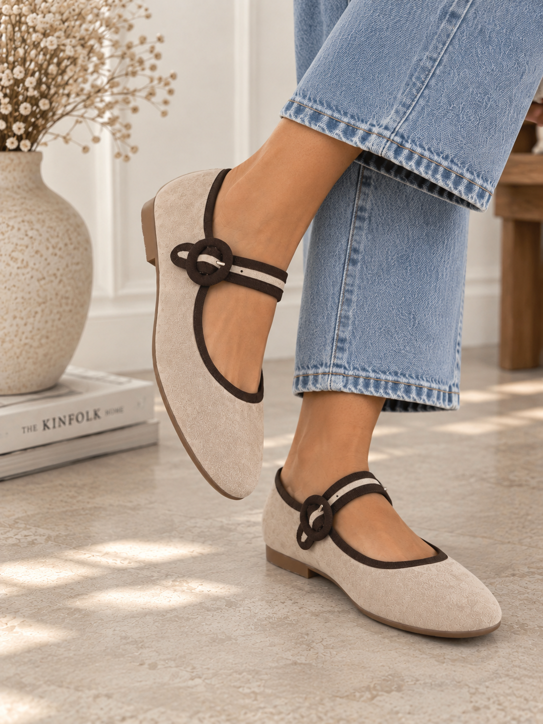 Bailarina beige y choco
