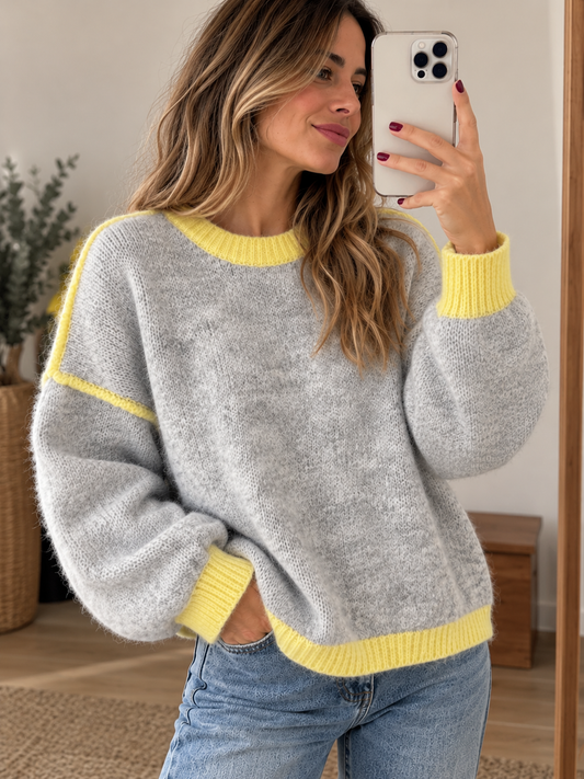 Jersey gris con amarillo