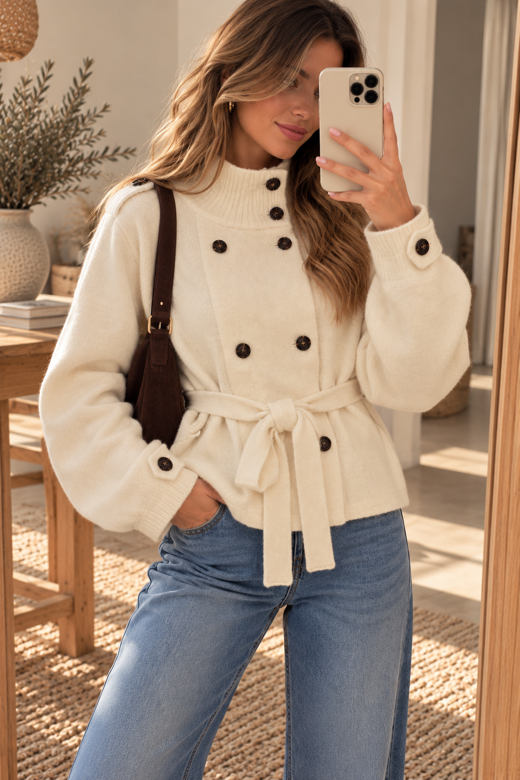 Chaqueta de punto cruda