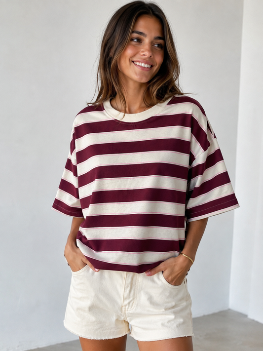Camiseta rayas burdeos