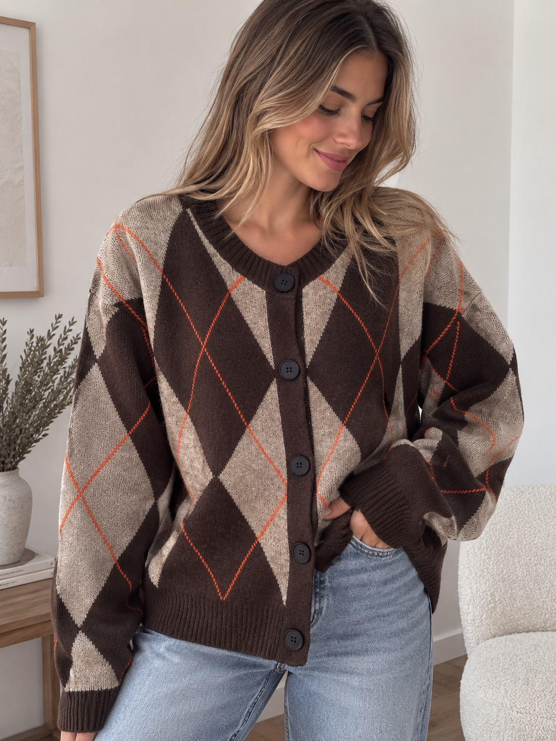 Jersey con botones y rombos
