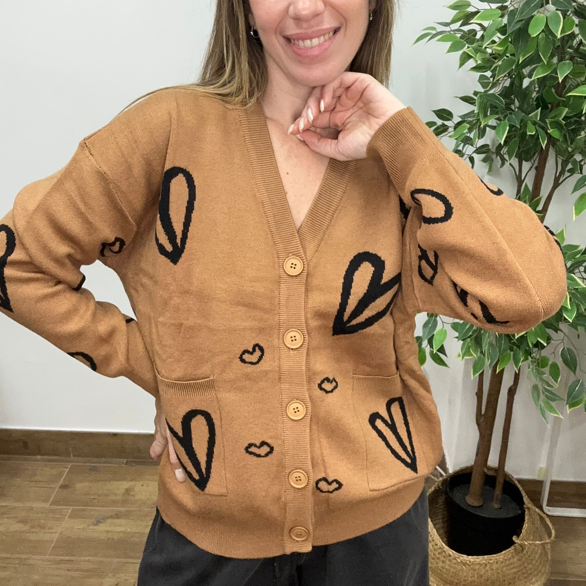 Chaqueta Corazones Camel